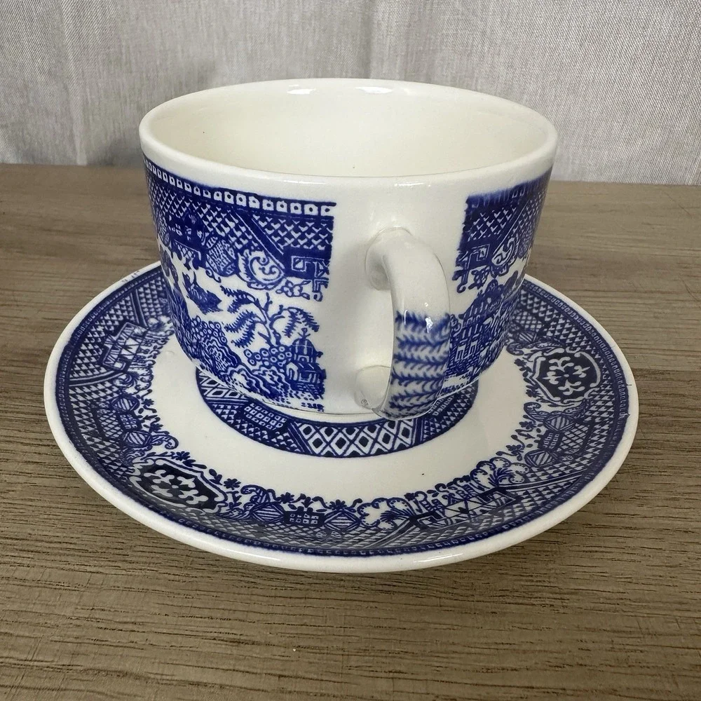 Willow Ware By Royal China Tea Coffee Cup & Saucer Set Plus Extra Saucer - Picture 12 of 12